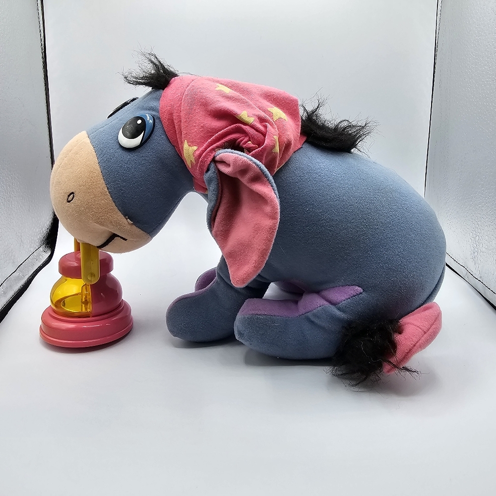 VTG 1998 Disney Mattel Winnie the Pooh Eeyore Lantern Lights Up Plush 8" Works